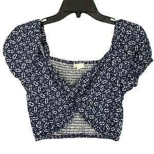 Aeropostale‎ Ditzy Floral Smocked Crop Top XS Twist Front Back Festival Indie
